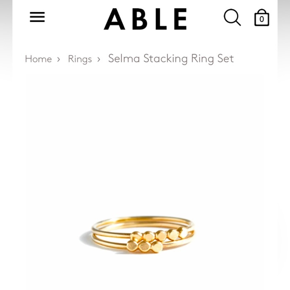 ABLE gold Selma stacking ring set size 6